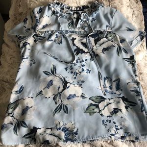 Size S Karl Lagerfeld Pale Blue Floral Blouse